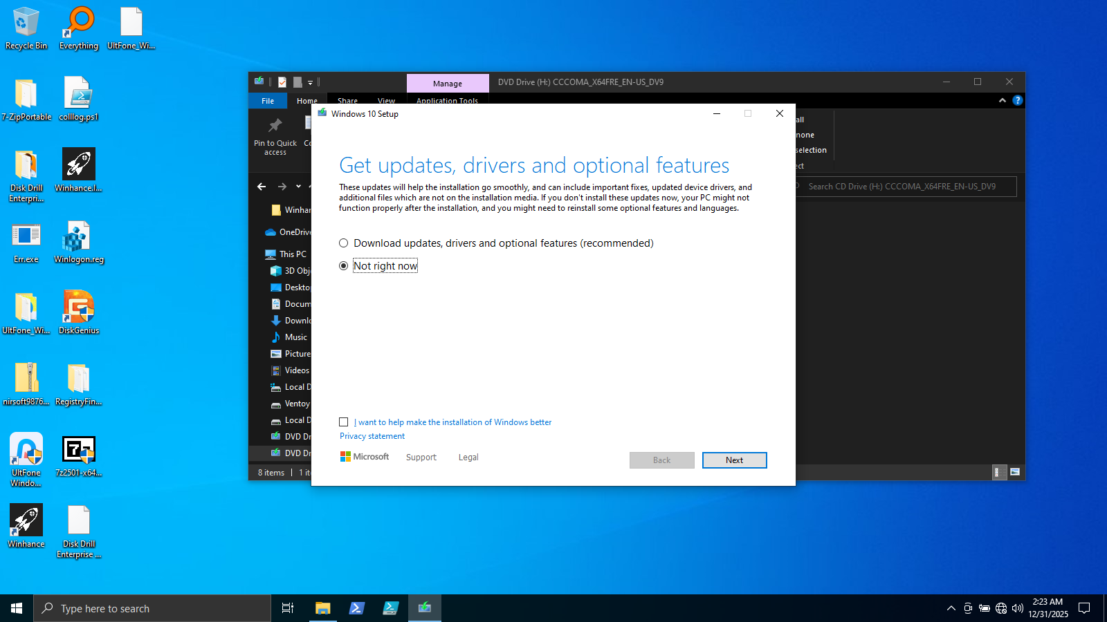 Update options