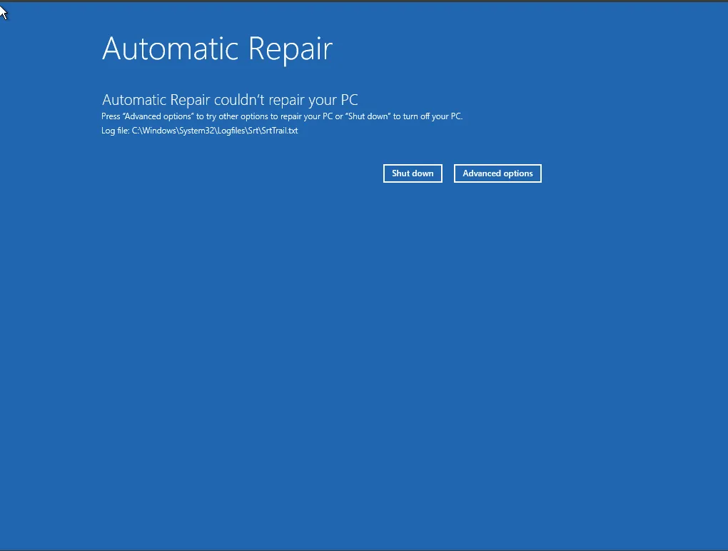 automatic repair failed Automatic repair