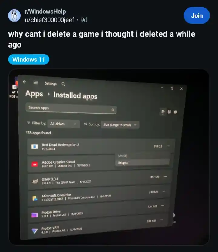 can't delete game stale files