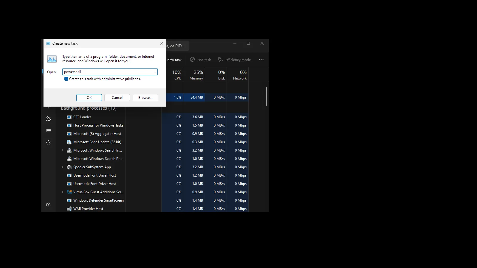 Run new powershell task
