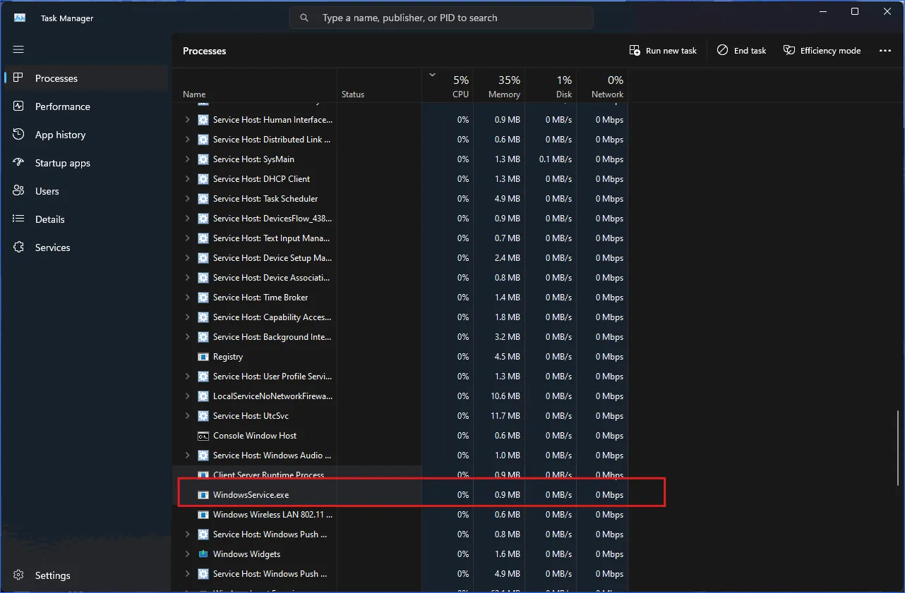 malicious process in task manager task manager