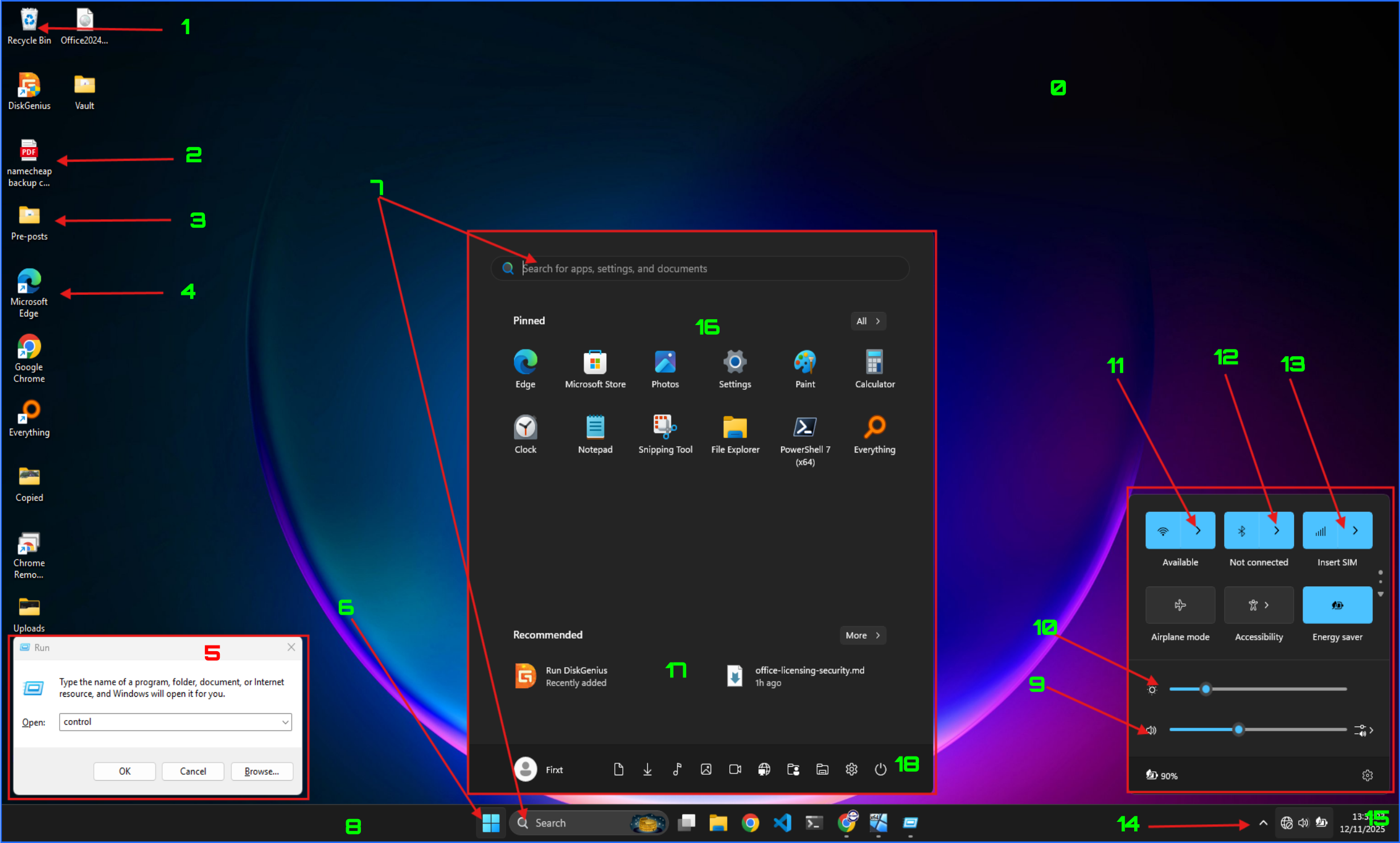 Parts of the Windows Desktop